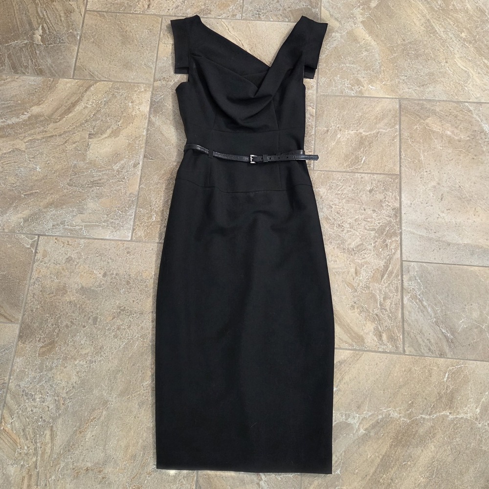 Black Halo Jackie‎ O Knee Length Black Pencil Dress US Size XS